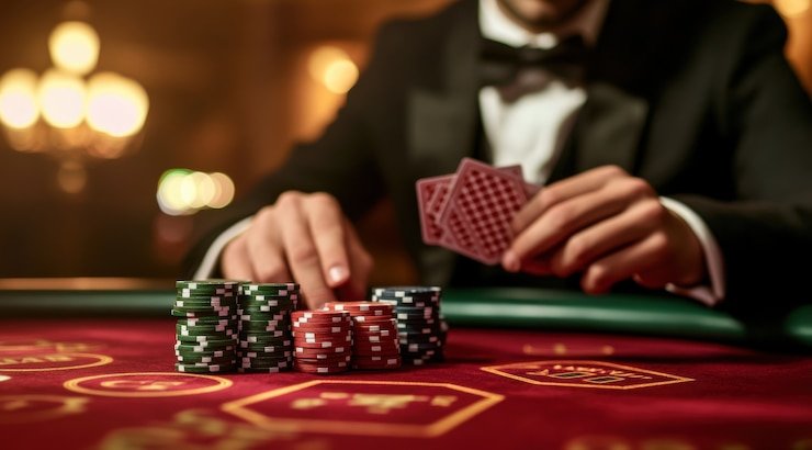 Tampilan meja live dealer Evolution Gaming di platform jalatogel dengan dealer profesional